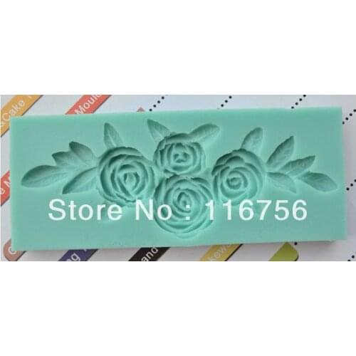 Free Shipping Fondant Cake 3D Rose with Leaves Silicone Mold Sugar Paste Sugar Art Tools Cake Decoration Wholesale & Retail