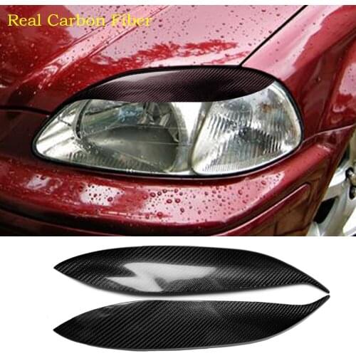 Real Carbon Fiber Headlight Eyelid eyebrow Cover Fit For Honda Civic 1996-1998
