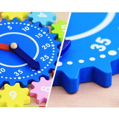 Kid Wooden Gear Block Multicolor Digital Clock Jigsaw Puzzle Kids Educational Toys for Children Gift