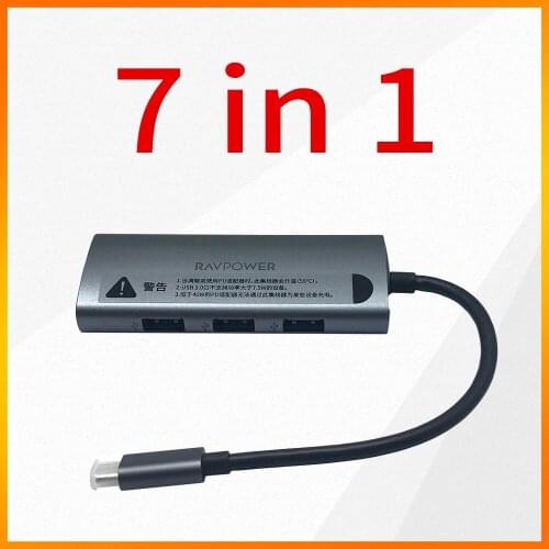 Brand New 7 in 1 Type C Hub 100W Docking Station USB C For RAVPOWER Multi-function Converter For Macbook Laptop Phone