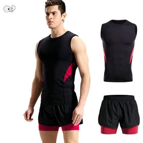 Anti-sweat Elastic Trainning Fitness Yoga Sports Suits 2 Pieces Quick Dry Running Set Gym Crossfit Sweat Shorts+Vest Sportswear
