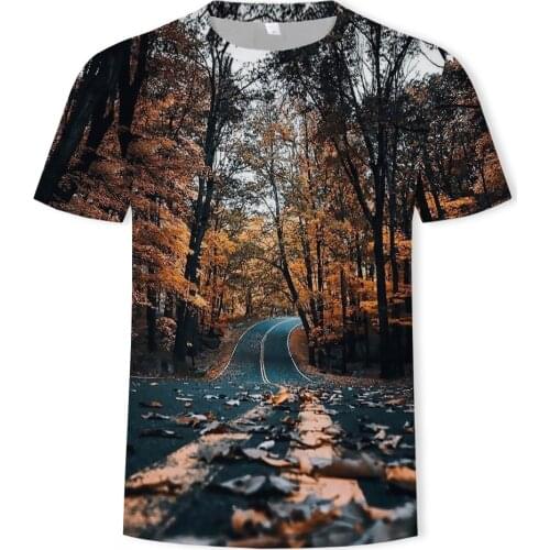 Summer nature landscape 3D printing fashion mens and womens t-shirts soft texture casual mens clothing t shirt men