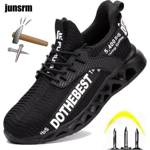 Lightweight safety shoes breathable mens anti-piercing anti-smashing steel toe cap womens shoes sports comfortable work boots
