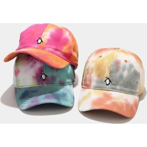 2020 Summer Cap Women Penguin Tie-dye Baseball Cap Fashion Hats Men Baseball Cap Cotton Outdoor Simple Vintag Visor Casual Cap