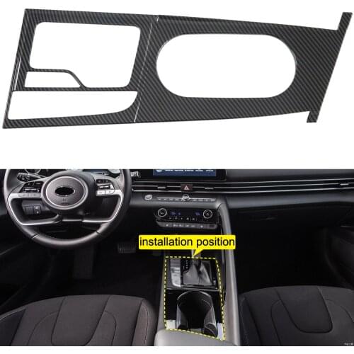 LHD! Car Accessories for Hyundai Elantra Avante CN7 2020 2021 2022 Carbon Fiber Look Interior Gear Shift Panel Cover Trim