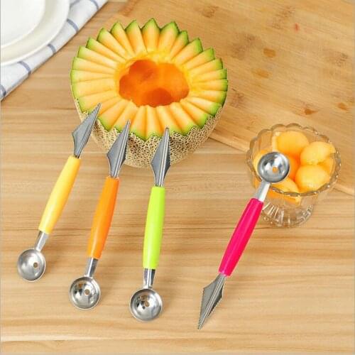 Multi-function Fruit Carving Knive Stainless Steel Scoop Vegetable Kitchen Dual-Purpose Melon Baller
