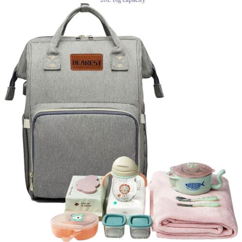 Dearest 2020 New Style Diaper Folding College Crib USB Multi-Functional Waterproof Mom and Baby Shoulder Mummy Bag