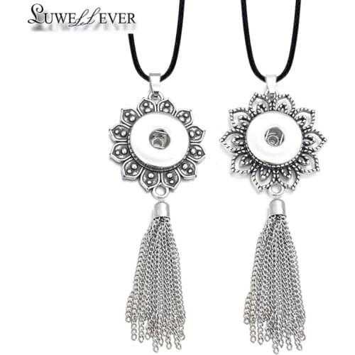 Fashion Interchangeable Metal Tassel Ginger Necklace 018 Fit 18mm Snap Button Pendant Necklace Charm Jewelry For Women Gift