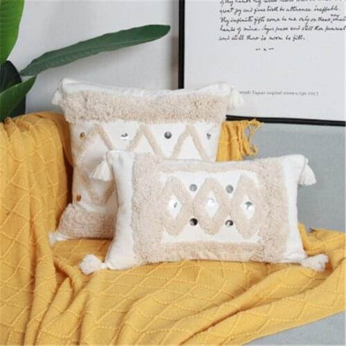Fashion Hot cushion cover Ivory Pillow Cover 30x50cm/45x45cm Cotton Embroidery Diamond for Home decoratio Living room Bed Room