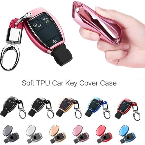 Soft TPU Car Key Cover Case For Mercedes Benz C Class W205 GLC GLA Car Styling Key Shell Protection Keychain Accessorie