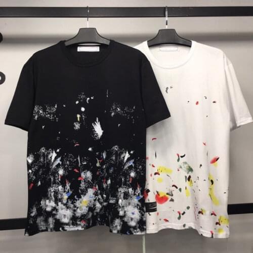 New Summer Fashion Design Fireworks Splash Printing Tshirts Casual Versatile Cotton O-Neck Loose Short Sleeve T-shirt Men Women
