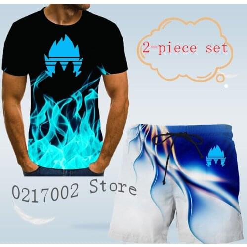 2021 New summer suit mens shorts hair print Hawaiian shirts and shorts beach wear holiday clothes fashion mens 2-piece set