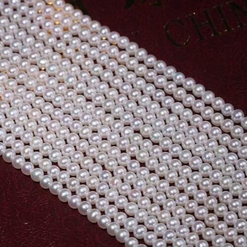 Freshwater Pearl Necklaces Round Shape Beads with Size 3-4mm Perfect Luster for Jewelry DIY Loose Pearl Strands Necklace