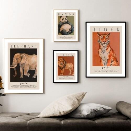 Panda Tiger Elephant Lion Nordic Posters And Prints Abstract Animal Art Canvas Painting Wall Pictures For Living Room Home Decor