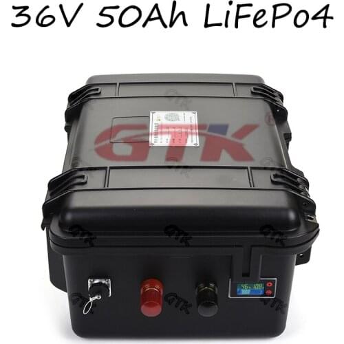 Rechargeable 36v 50ah lifepo4 battery pack USB waterproof case for boat motor golf cart battery motorhome UPS mower camping