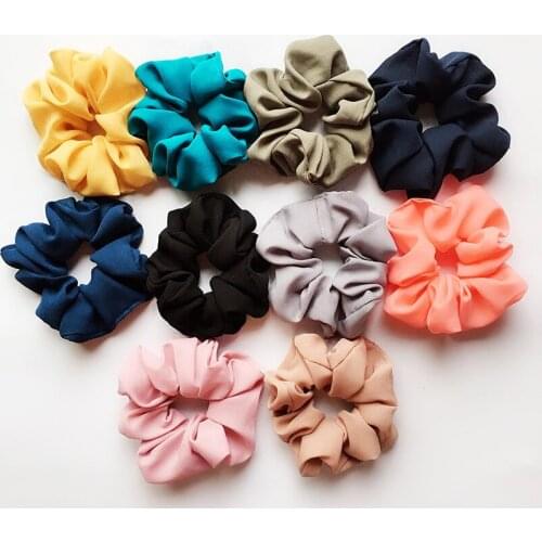 Casual Daily Chiffon Hair Scrunchies Plain Color Elastic Rubber Bands For Lady Ponytail Holder 2019 New Korean Style
