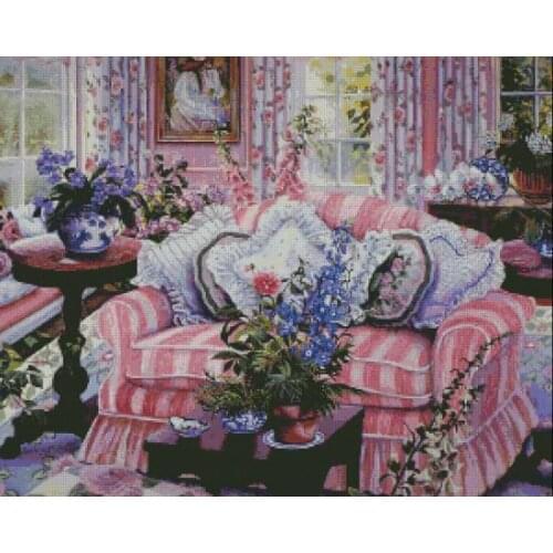 Romantic Cozy Home - Sofa Chair Arts Needlework Embroidery DIY Cross Stitch Kits Crafts 14CT Unprinted Home Decor Handmade