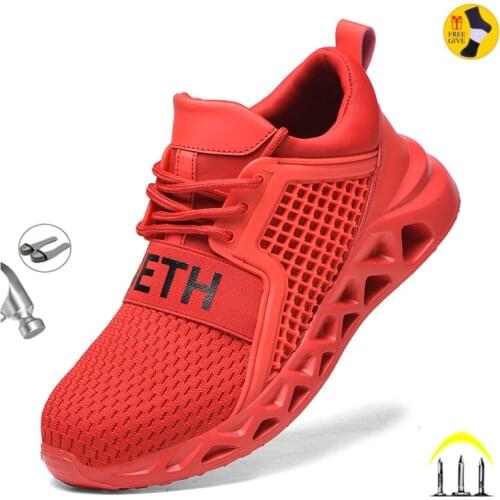 Mens Outdoor Breathable Mesh Steel Toe Anti Smashing Safety Shoes Mens Light Puncture Proof Comfortable Work Shoes Safety Boot