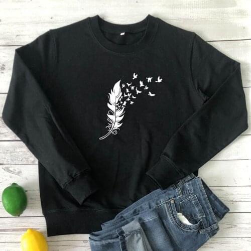 Feather Birds Sweatshirt Trendy Women Graphic Bohemian Pullovers Aesthetic Long Sleeve Free Spirit Sweatshirts Clothing