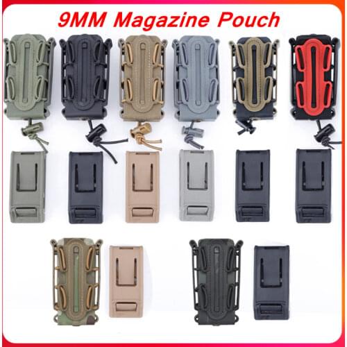 9mm Molle Hunting Pistol Magazine Pouch Tactical Soft Shell Mag Pouch with Belt Clip Airsoft Paintball Shooting Ammo Pouches