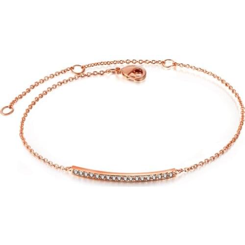 Delicate Simple Bracelets for Women Cubic Zirconia Rose White Gold Color Thin Bangle Chain Womens Jewellry Fashion Jewelry H126