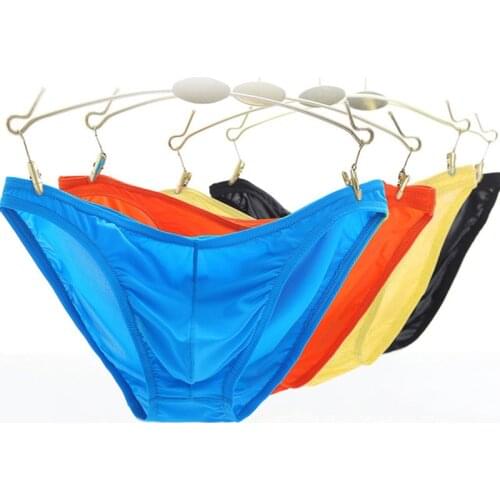 Big Penis Pouch Undewear Men Bulge Enhancing Mens Briefs Ice Silk Panties Underpants Seamless Shorts Breathable Cuecas Homme A50