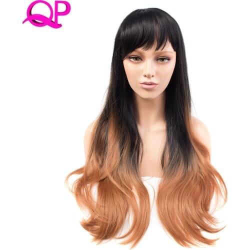 Qp hair 26" 270g Long Synthetic Hair Wig Adjustable Ombre Grey Body Wavy Hair Wigs For Women Cosplay Heat Resistant 1PC