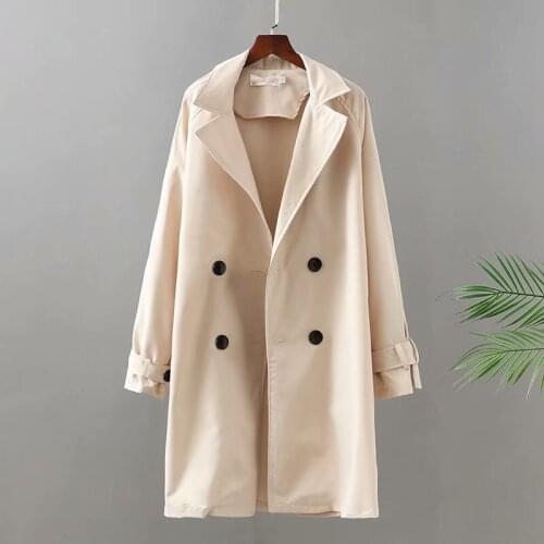 Plus Size JacketFor Women Cotton Blended Fabric Long Sleeves Solid Color Fashion Windbreaker Large Size For Fatlady In Autumn