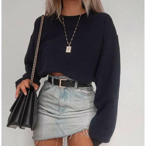 Women Autumn Basic Crop Top Hoodie Long Sleeve Casual Solid Hooded Sweatshirt Pullovers O neck Dance Jogger Wear Clubwear