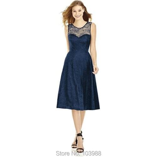 Vestido de festa New Custom color & Size tea length lace Bridesmaid Dresses wedding dress Prom Dress party dress women Plus size