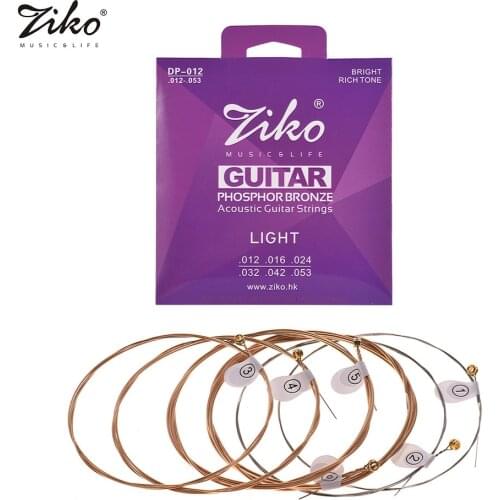 ZIKO DP-012 Light Acoustic Guitar Strings Hexagon Alloy Wire Phosphor Bronze Wound Corrosion Resistant Guitar Accessories