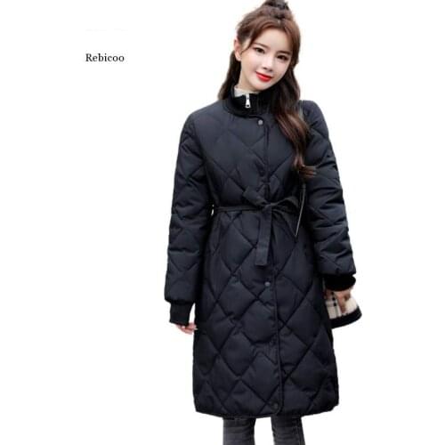 Winter Jacket Women Plus Size Casual Streetwear Long Coat Female Down Cotton Padded Parkas Mujer Bandage Ladies Jackets