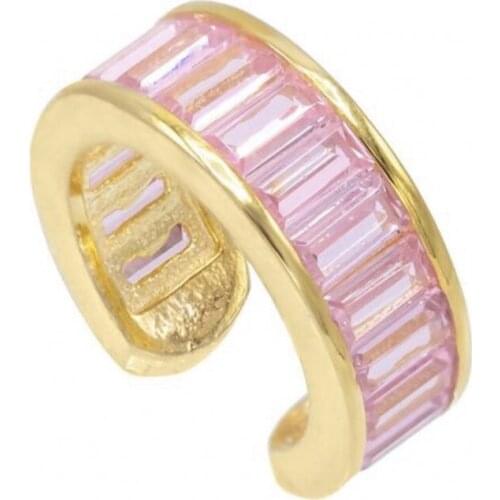 1 piece no piercing clip on earring bezel baguette pastel rainbow cz circle ear cuff earrings for women