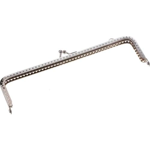 1PC Square Metal Handbag Frame Kiss Clasp For Handle Bag Wallet Purse Accessories DIY 18cm
