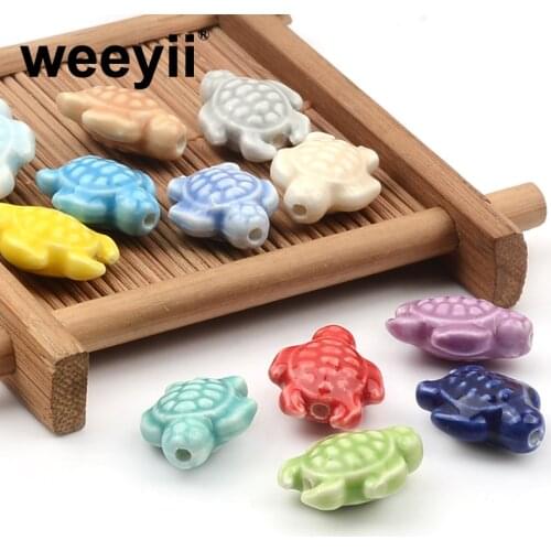 10pcs 15x18mm Sea Turtle Beads Straight Hole Ceramic Beads For Jewelry Making DIY Bracelets Necklace Accessories