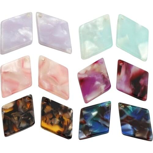 10Pcs Geometric Acrylic Pendant DIY Earring Bead Jewelry Making Accessories Acetate acrylic geometric rhombus shape dangle craft