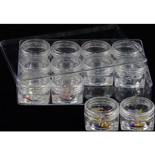12PCS Kapmore Nail Art Storage Case Clear Plastic Jewelry Storage Box Transparent Bead Organizer Case Refillable Bottles