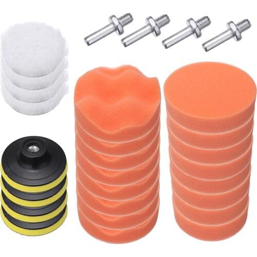 28pcs/set 3inch M10 Car Polisher Polish Pad Buffer Waxing Polishing Sponge Pads Kit For Car Polisher Wax Tool