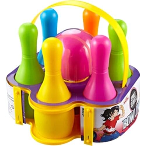 6 Pins 1 Ball Kids Sports Bowling Ball Toy Set Colorful for Children Outdoor Indoor Play Sport Game Toys 77HD