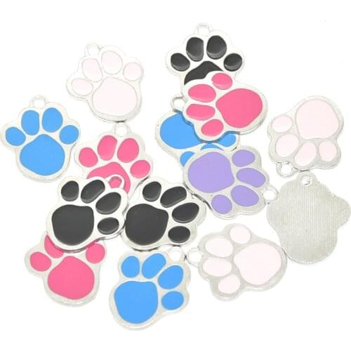 8pcs Wholesale Dog Paw Print Enamel Charms Alloy Metal Drop Oil Pendants For DIY Handmade Jewelry Accessories Making 32*26mm