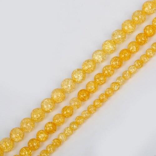 AAA High Quality Yellow Crystal Beads Cracked Glass Round Beads Dia. 6/8/10mm for DIY Necklace Bracelet Jewelry Making