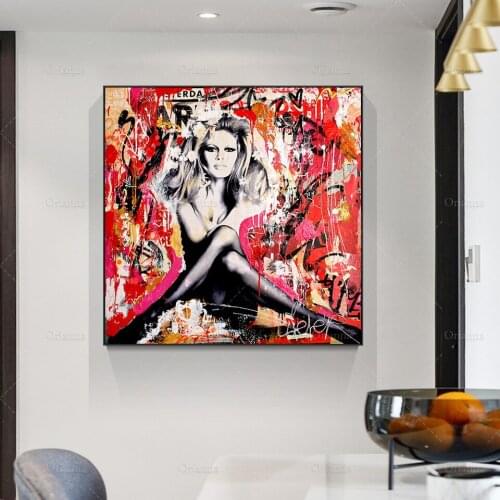 Abstract Sexy Women Posters and Prints Graffiti Colorful Nordic Portrait Canvas Painting Wall Art Picture for Living Room
