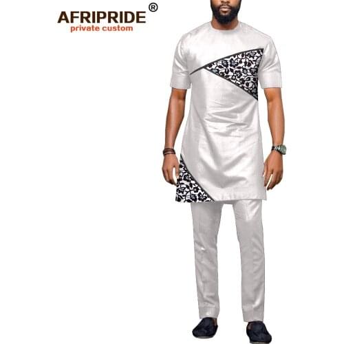 African Men Clothing Dashiki Tops and Ankara Pants 2 Piece Suits Print Outfits Casual Blouse shirts AFRIPRIDE A1816002