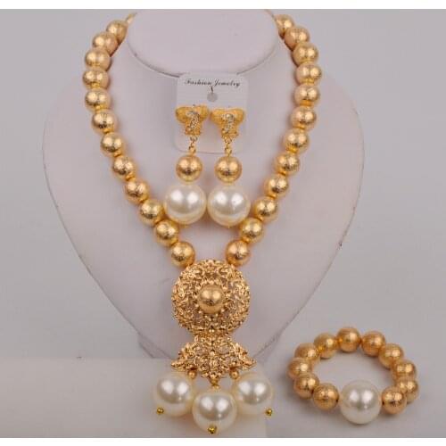 White Pearl Necklace African Jewelry Set Nigerian Wedding Beads Bride Set