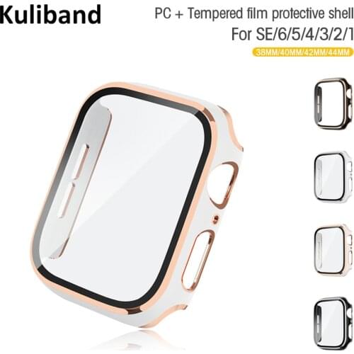 Case for Apple Watch SE/6/5/4/3/2/1 38MM 40MM Full Protective PC + Tempered Glass Film Cover for iWatch Series 6 SE 5 42MM 44MM