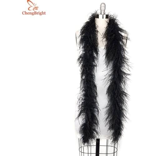 ChengBright 2 Yards/Lot 2 Layer Natural Black Fluffy Ostrich Feathers Boa Costumes/Trim For Party/Costume/Shawl/ Ostrich Plume