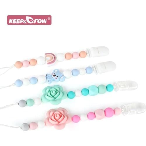 Baby Pacifier Clip Chain DIY Personalized Name Baby Teether Bracelet Food Grade Silicone Chew Nurse Infant Teething Necklace