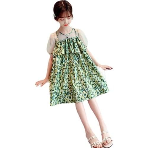 Kids girls summer short-sleeved lace dress new big virgin princess dress fashion thin section