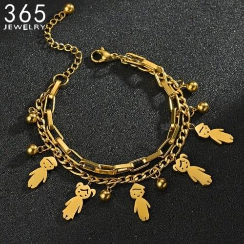 New Customizable Engraving Name Double Layer Chain Bracelet Stainless Steel Letters Personalized Gold Bangle for Jewelry Gifts