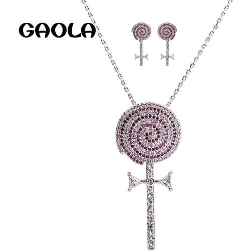 GAOLA Elegant New Silver Color Lollipop Shinning Cubic Zirconia Women Party Jewelry Set for Bridesmaid GLE6671Y